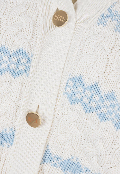 COZZ cardigan with a plait weave, cream