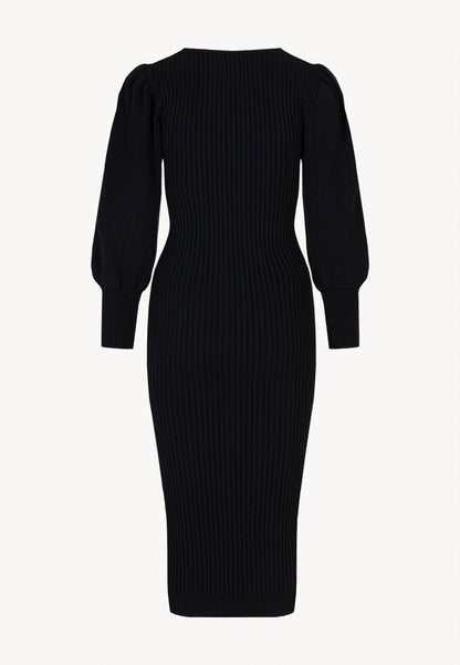 The AMANDA Black Figure-Hugging Midi Dress