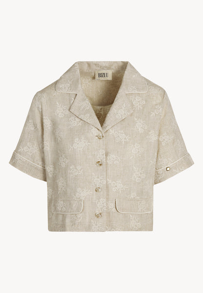 Linen-viscose women's boxy shirt CHEZ beige