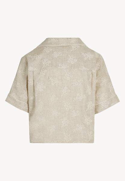 Linen-viscose women's boxy shirt CHEZ beige