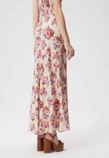 Maxi skirt in viscose with a floral print DERIVE cream