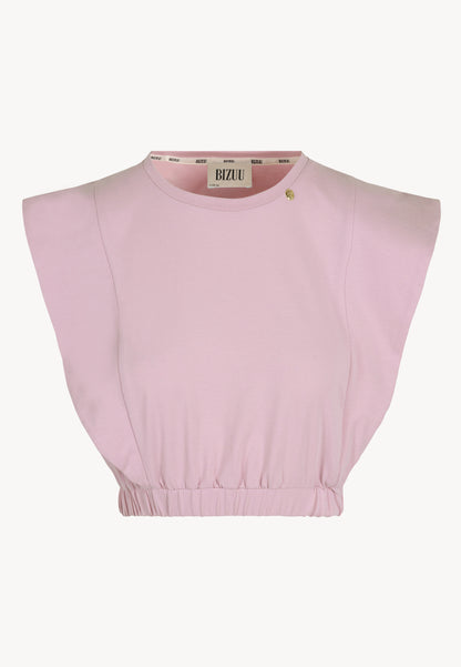 Women's top with overlaid panels and logo medallion RATTA pink