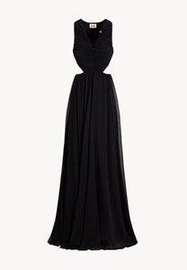Maxi dress with a V-neckline and side cutouts VENEZIA black