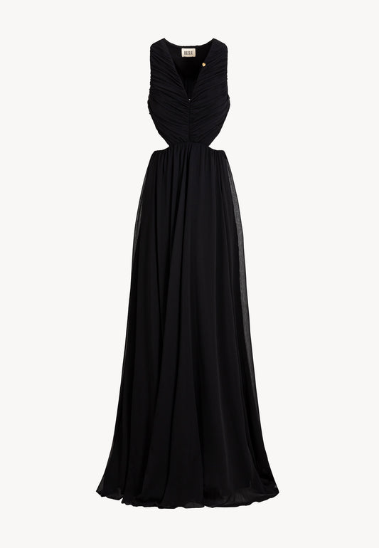 Maxi dress with a V-neckline and side cutouts VENEZIA black
