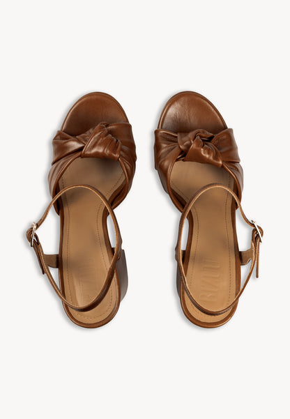 Sandals on a heel and platform RUSTY brown