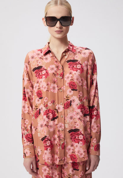 Loose women's floral shirt JULIEN beige