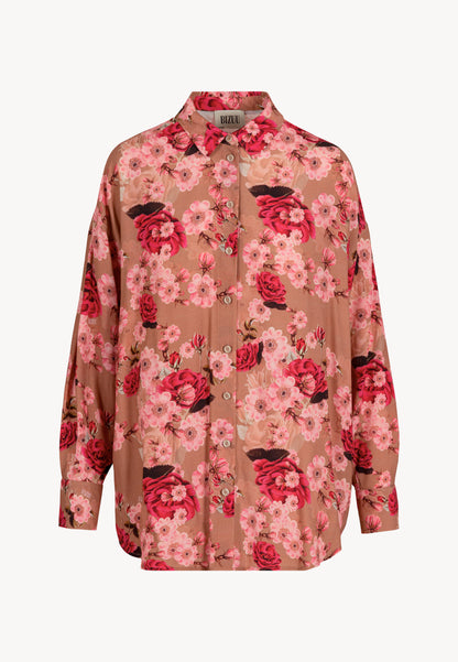 Loose women's floral shirt JULIEN beige