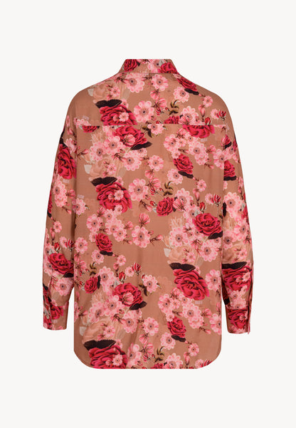 Loose women's floral shirt JULIEN beige