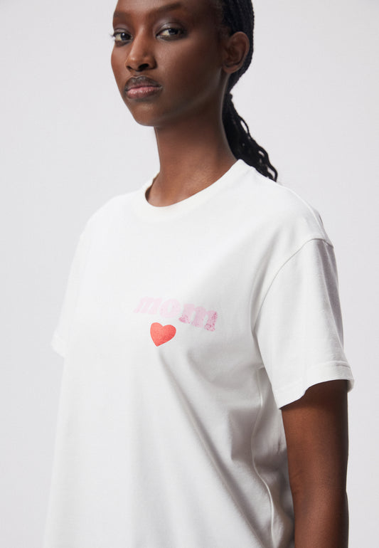 T-shirt with print and round neckline MAMMA cream