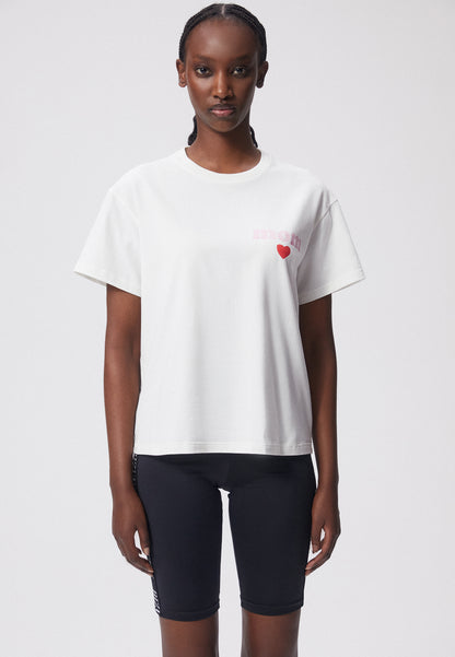 T-shirt with print and round neckline MAMMA cream