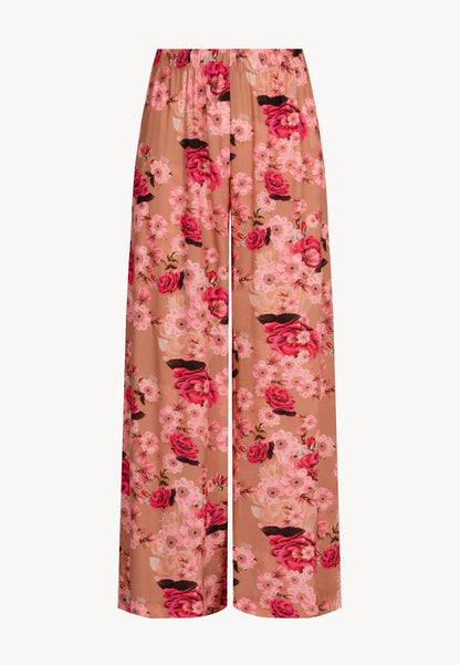 Wide-leg trousers with a floral print BRITT beige