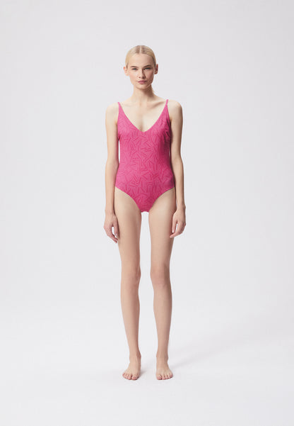 One-piece swimsuit with a V-neckline PALAVA pink