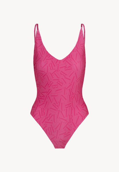 One-piece swimsuit with a V-neckline PALAVA pink