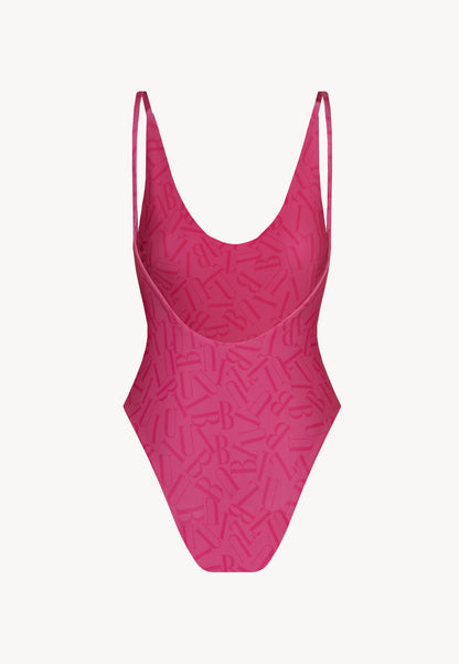 One-piece swimsuit with a V-neckline PALAVA pink