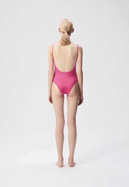 One-piece swimsuit with a V-neckline PALAVA pink