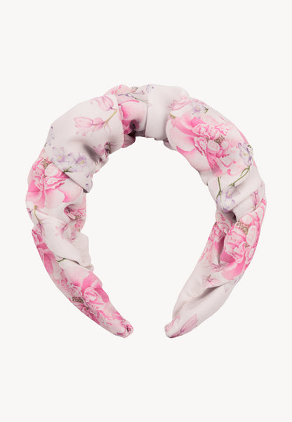 Hairband with original floral print ELEONOR cream