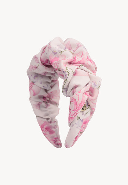 Hairband with original floral print ELEONOR cream