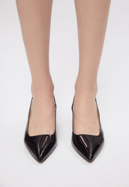 Pointed-toe pumps in patent leather SYLVIE burgundy