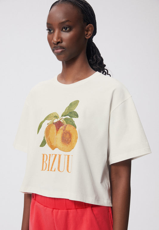 Short women's oversized t-shirt with print SASNA orange
