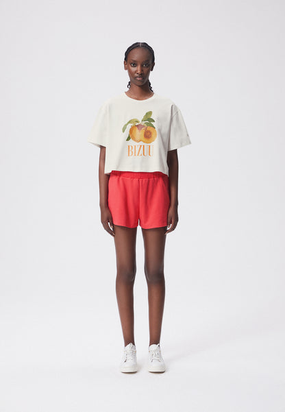 Short women's oversized t-shirt with print SASNA orange