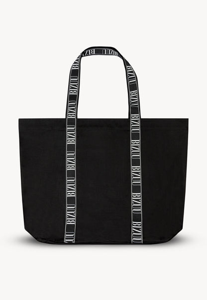 Cotton bag with logo stripes BAGO black