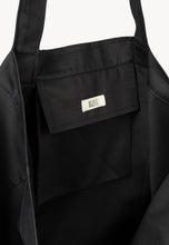 Load image into Gallery viewer, Cotton bag with logo stripes BAGO black
