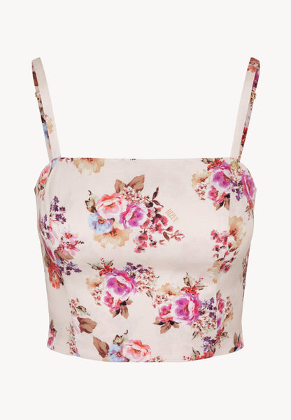 Women's floral top with straps KATNISS cream