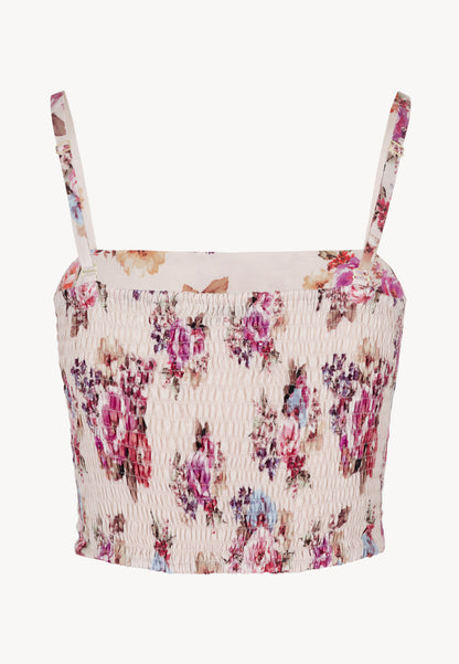 Women's floral top with straps KATNISS cream