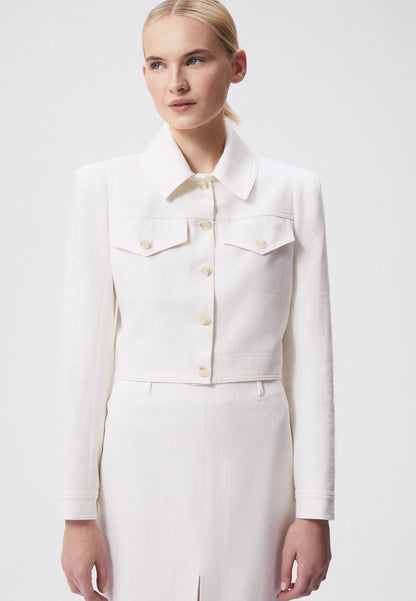 Short women's jacket with tortoiseshell buttons CETELLA cream