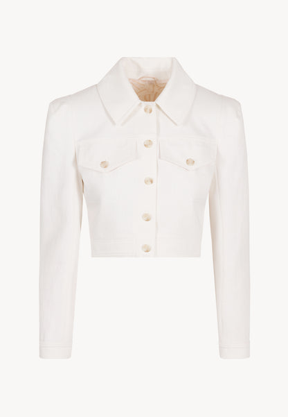 Short women's jacket with tortoiseshell buttons CETELLA cream