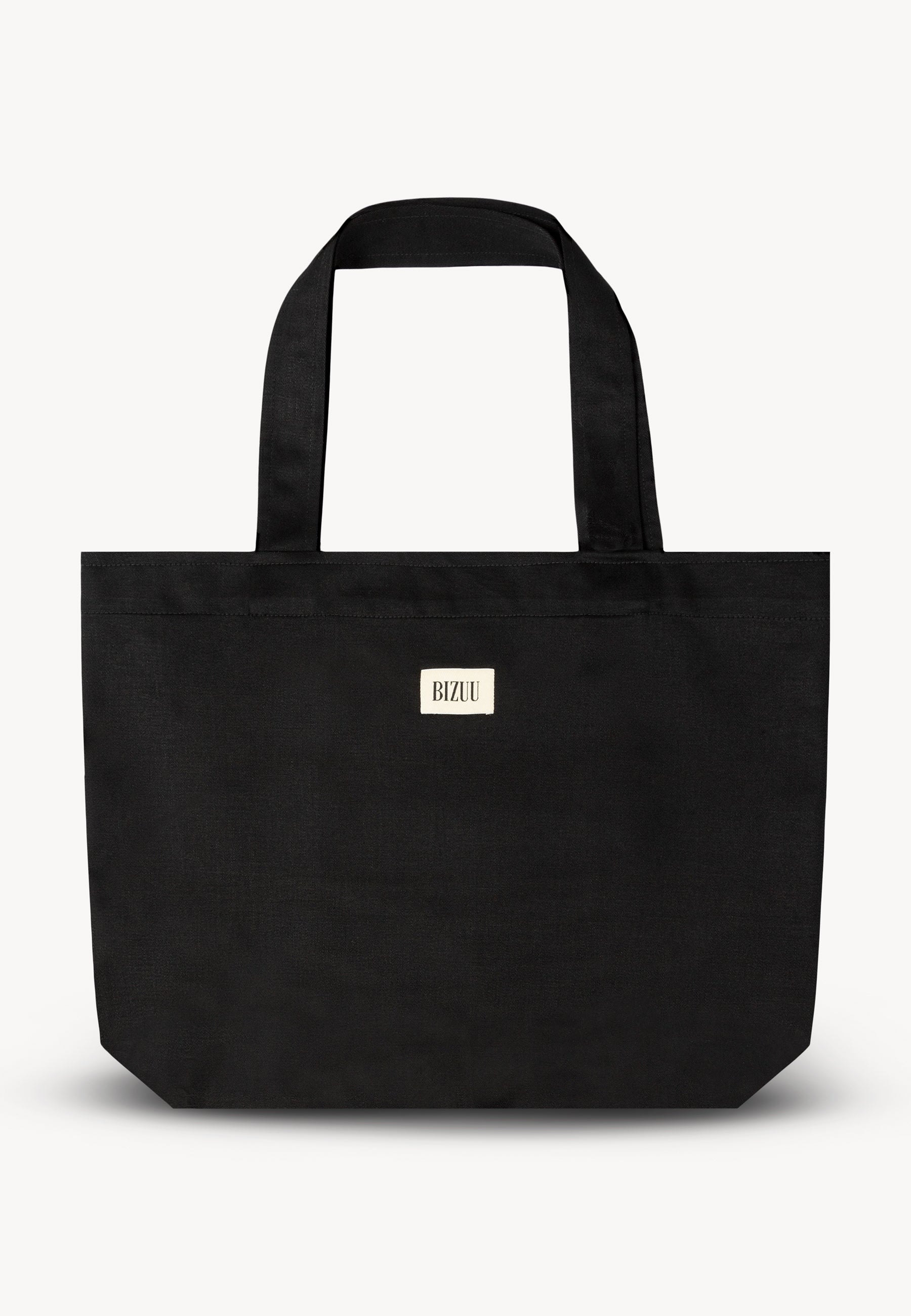 Cotton shoulder bag with logo label BAGGIE black