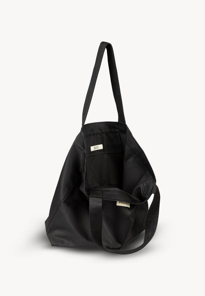 Cotton shoulder bag with logo label BAGGIE black