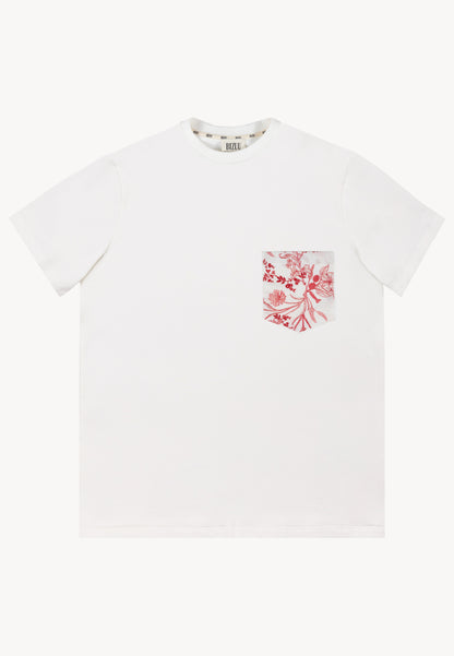 T-shirt oversize with floral pocket POCKET cream