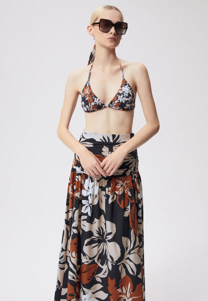 Floral bikini top tied at the neck, MIDDY in black