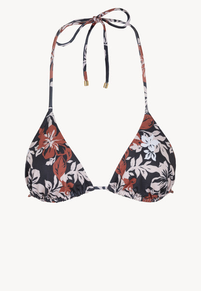 Floral bikini top tied at the neck, MIDDY in black