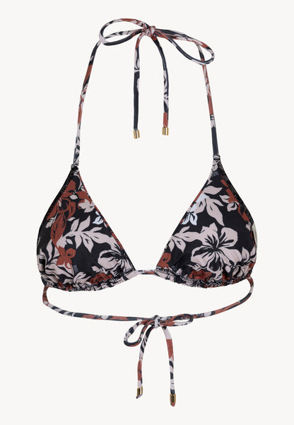 Floral bikini top tied at the neck, MIDDY in black