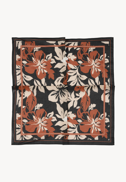 Cotton scarf in original floral print, LUHMRA in black