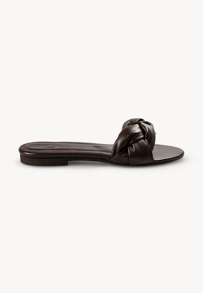 Leather sandals with woven straps, POLVO in brown