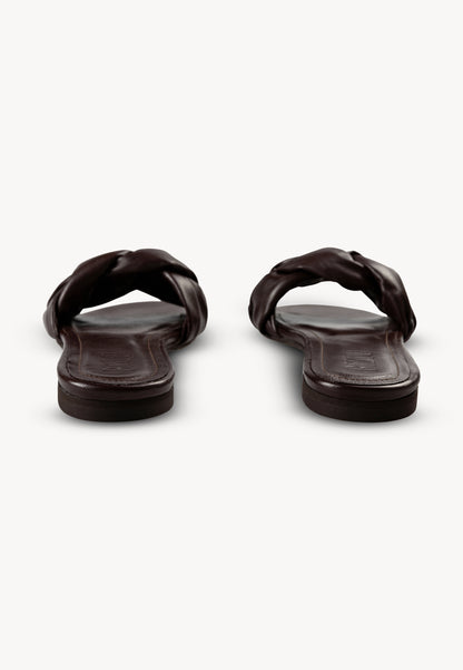 Leather sandals with woven straps, POLVO in brown