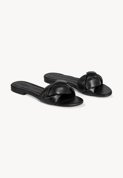Leather sandals with woven straps, POLVO in black