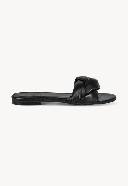 Leather sandals with woven straps, POLVO in black