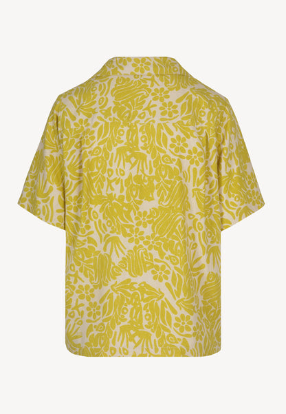 Silk shirt with a collar and original print, KANOMI in green