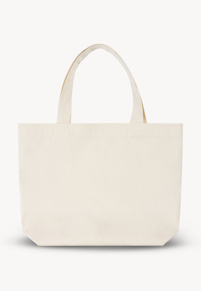 Cotton bag with a jacquard logo label, BAGGIE in cream