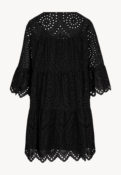 Mini dress with an A-line, lace, and V-neck, SANTIA in black