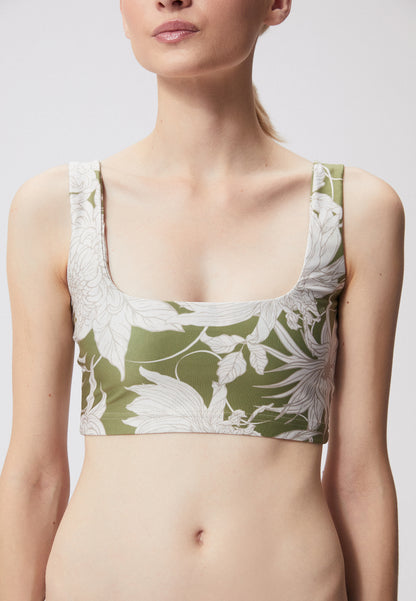 Bikini top in original floral print with a square neckline, ORINOCO in green