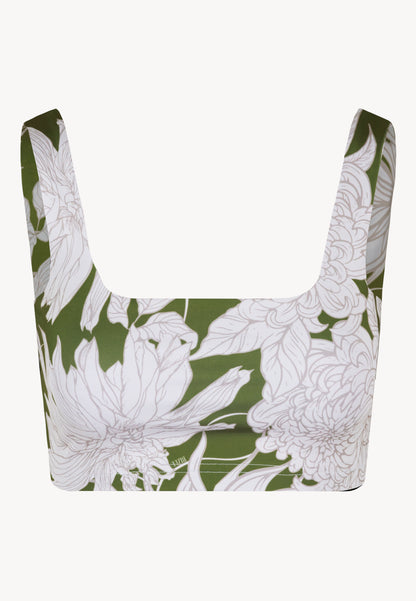 Bikini top in original floral print with a square neckline, ORINOCO in green