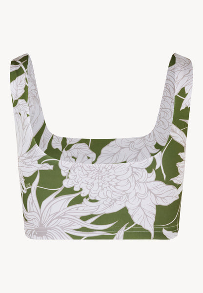 Bikini top in original floral print with a square neckline, ORINOCO in green