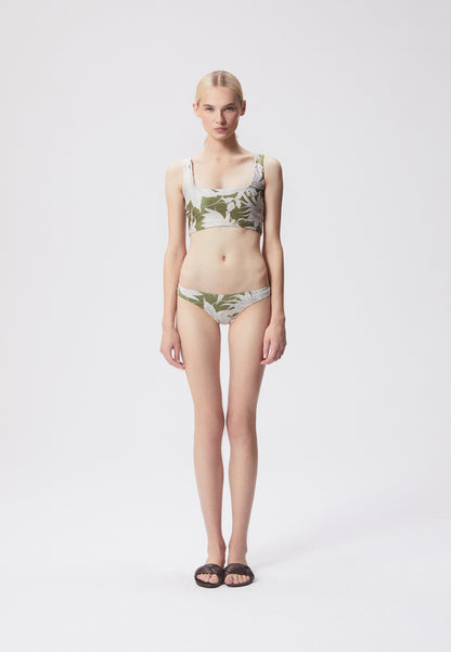 Bikini top in original floral print with a square neckline, ORINOCO in green