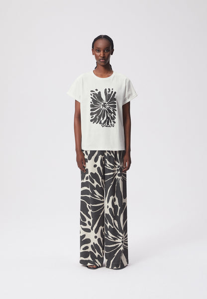 Oversized cotton T-shirt with original print, MIRADO in white