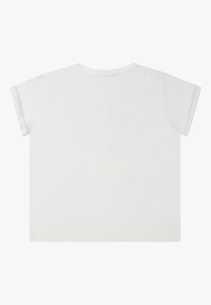 Oversized cotton T-shirt with original print, MIRADO in white